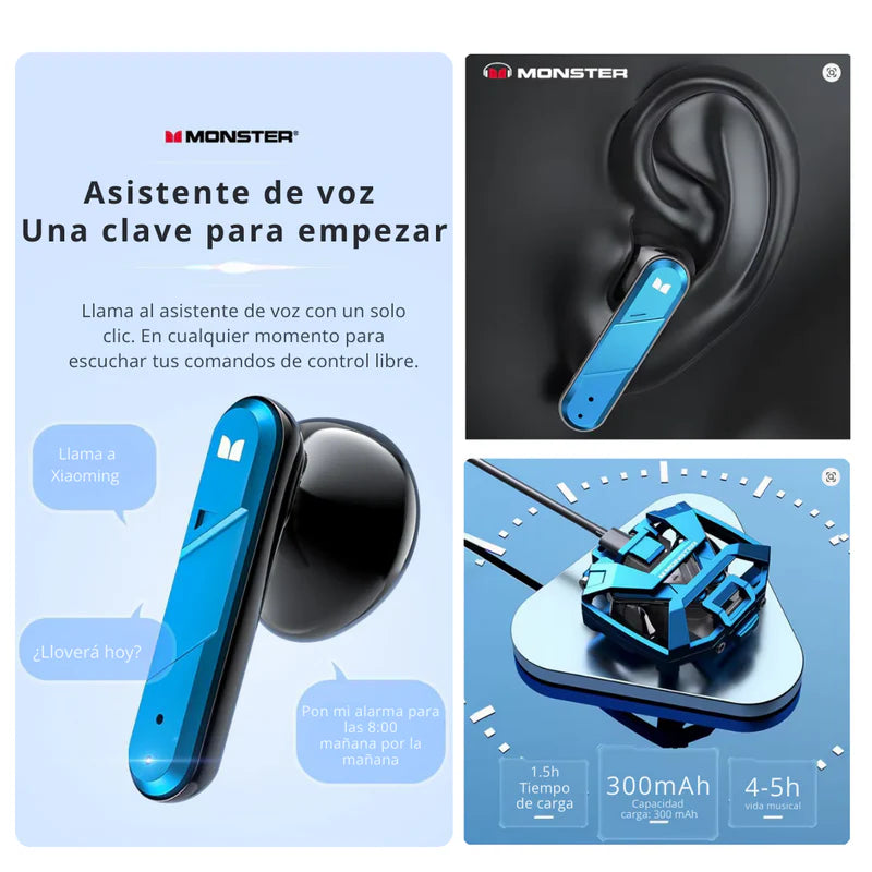 Auriculares Bluetooth Monster XKTO 9 TWS - 5h Batería
